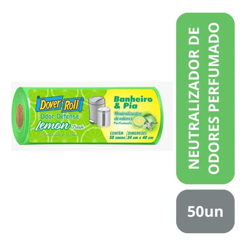 DOVER ROLL ODOR DEFENSE BANHEIRO & PIA LEMON FRESH 50 SACOS - 40X50X8L