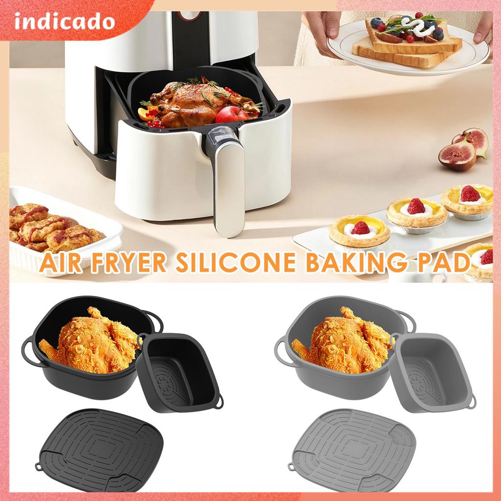 Forro De Silicone Para Fritadeira A Ar , 2 Peças , Reutilizável , Acessório Antiaderente , Bandeja De Cozimento Vaporiza