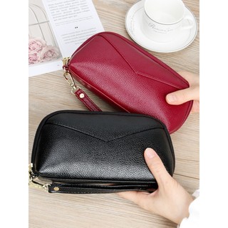 Bolsa de embreagem com textura de couro genuíno genuíno, bolsa feminina de grande capacidade, carteira, bolsa de embreag