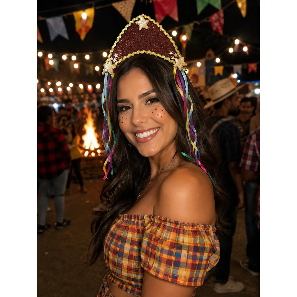 Tiara Cangaceira Maria Bonita Lampião Fantasia Festa Junina