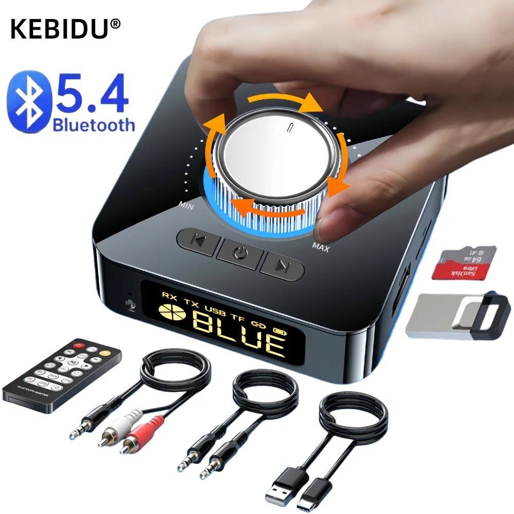 Bluetooth 5.4 Transmissor De Áudio Receptor 3.5mm AUX RCA TF/U-Disk Jack Estéreo Adaptador Sem Fio Display LED Controle