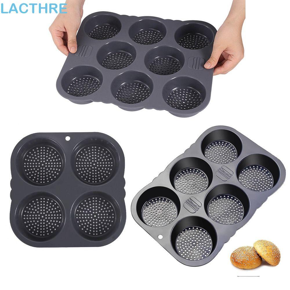 Molde De Pão De Hambúrguer LACTHRE , Forma Silicone Com 4/6/8 Cavidades , Bandeja Perfurada De Qualidade Alimentar
