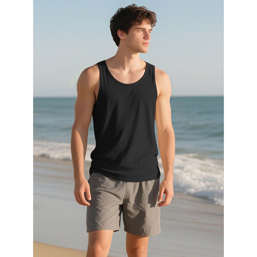 Verão masculino cor sólida em forma de I sem mangas Fitness esportes treinamento lazer respirável Commuter colete