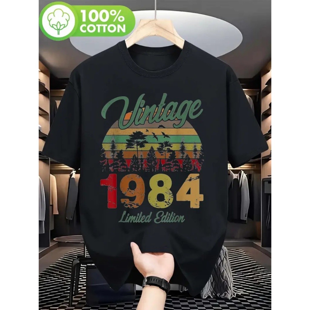 Camiseta Vintage 1984 Masculina 100% Algodão – Edição Limitada Estilo Retrô Anos 80 Estampa Clássica Moderna Top