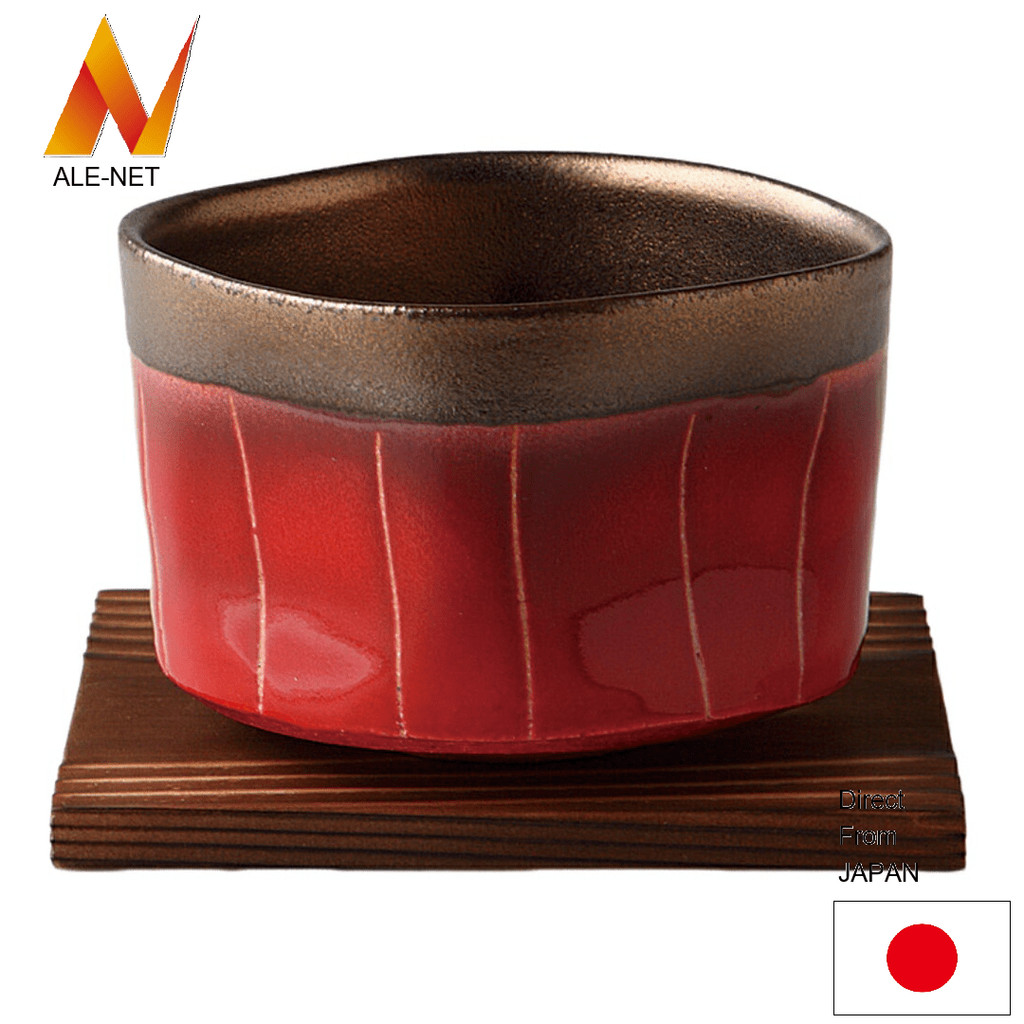 ALE-NET Matcha bowl, Ippuku bowl, golden colored Tokusa, red, Banko ware, made in Japan 【Direto do Japão】