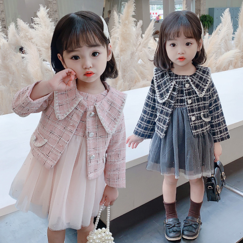 Feminino. crianças moda terno 2024 outono novo estilo 1 ano de idade bebê menina moda 4 princesa gaze vestido 5 conjunto