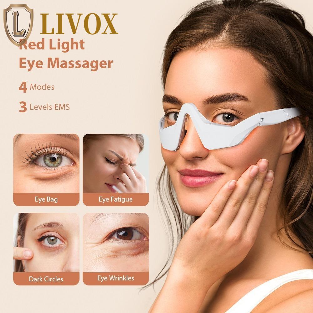 Cuidados Com Os Olhos LIVOX | Massageador Elétrico Para Terapia De Luz Vermelha , Antienvelhecimento Óculos Sob