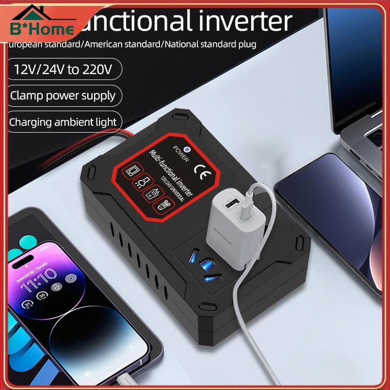 BHTH Inversor De Energia Para Carro 200W 12V/24V 220V Conversor Adaptador De Carregador Universal Soet Portátil Inversor