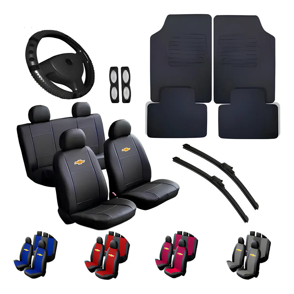 Kit Capa Couro Banco Carro Tapete Volante Chevrolet Palheta