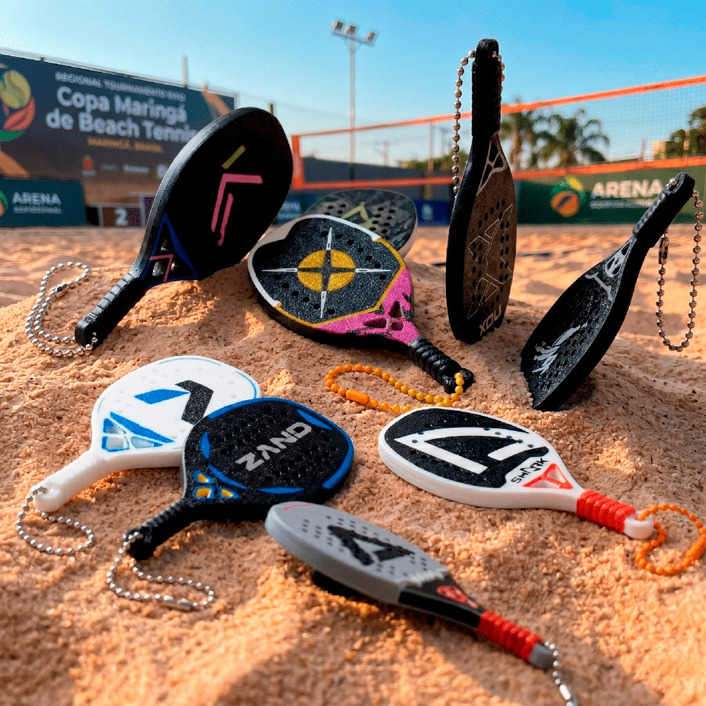 Chaveiro Mini Raquete Beach Tennis Premium - Modelos Nox Kona Shark Heroes Rebel Zand Fobel Brinde