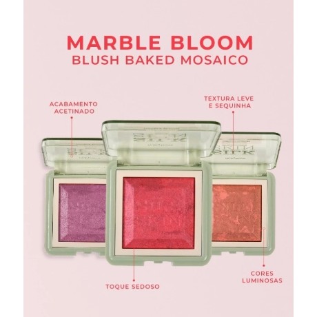 Blush Marble Bloom Linha Silk Skin by Ruby Rose - Blush Iluminador Cintilante Compacto