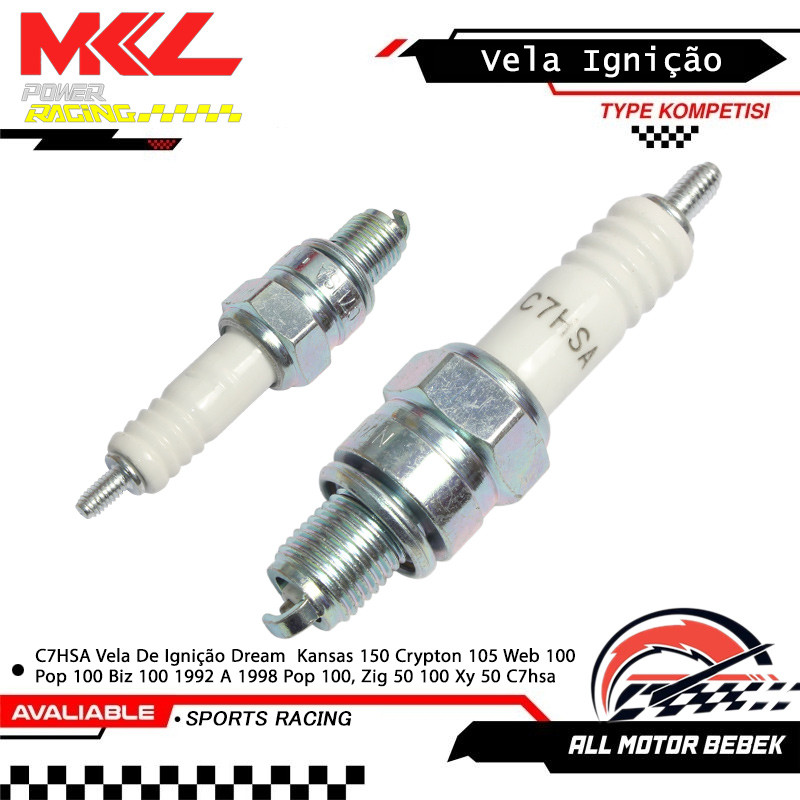 Vela De Ignição C7HSA Para Dream Kansas 150 Crypton 105 Web 100 Pop 100 1992-1998 Biz 100 Zig 50/100 Xy 50