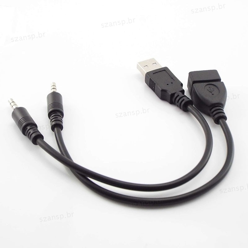 Conversor De Áudio Aux De 20cm , Cabo Macho De 3.5mm Para Usb Fêmea Conector Do Carro OTG 3.5mm Adaptador Fio BRA1