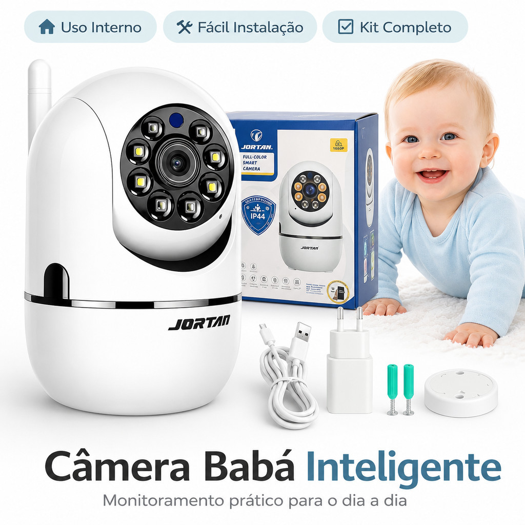 Câmera de Segurança WiFi 360° Full HD Interna com Áudio 2 Vias Detecção App YOOSEE