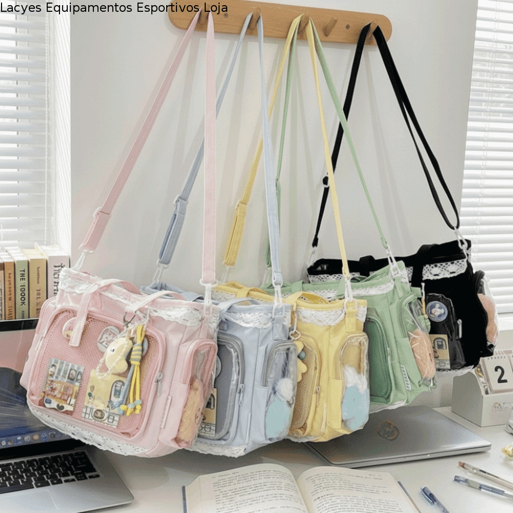 LACYES Lolita Bolsa Crossbody Transparente , Grande Capacidade Estilo Ballet Renda Itabag , De Ombro DIY Nylon Anime