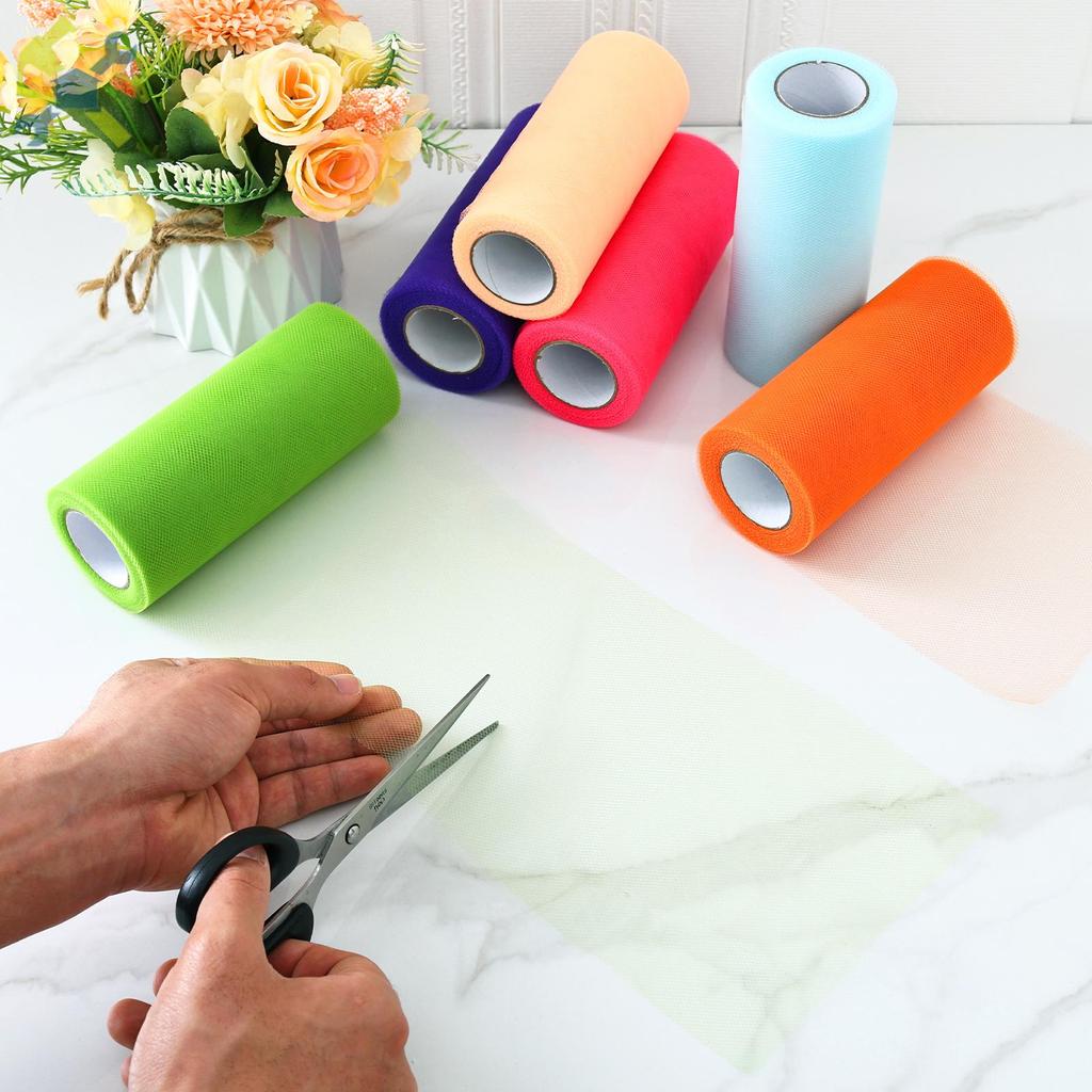 Rolo De Tecido De Tule De Organza De 6 Cores Para Decoração De Saia Projeto De Artesanato DIY 15 cm x 22.8 m SHOPCYC8356