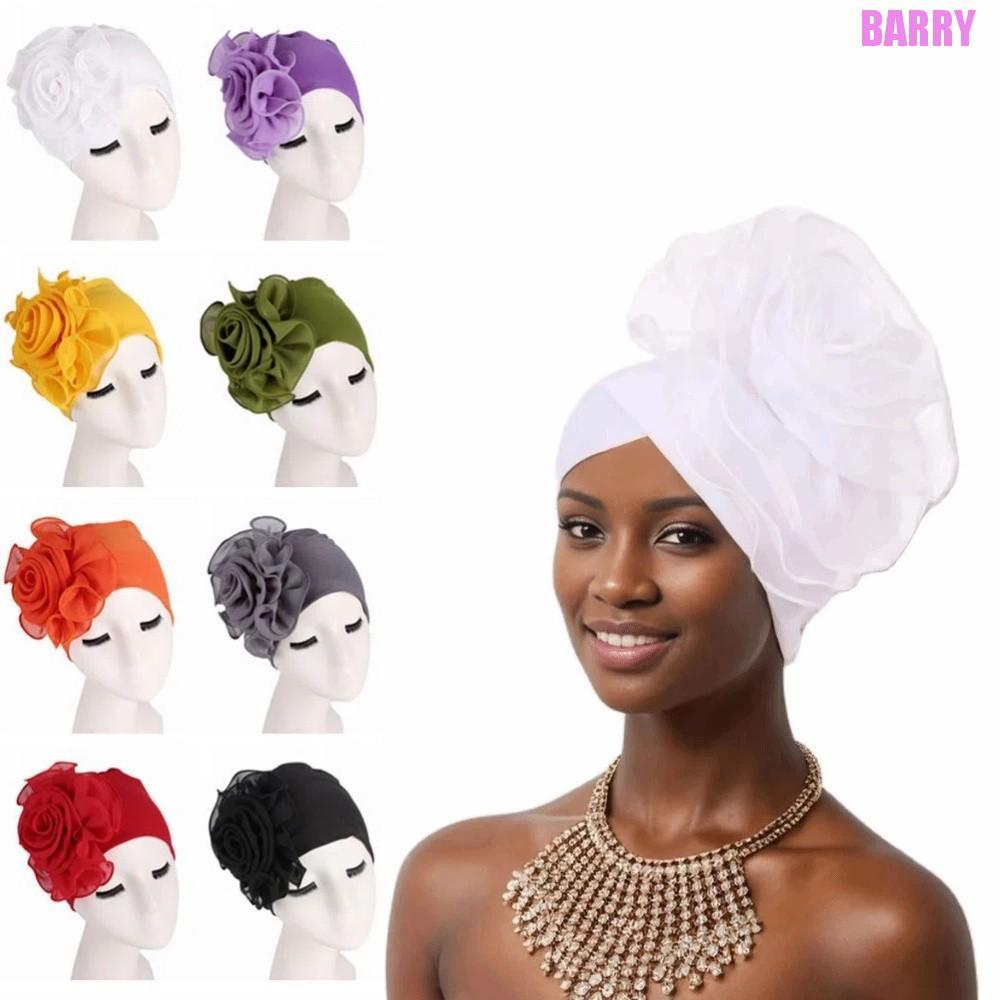 Boné Turbante Feminino BARRY , Tamanho Único , Flor Lateral Grande , Hijab Do Ramadã , Lenço Islâmico Elástico Respiráve