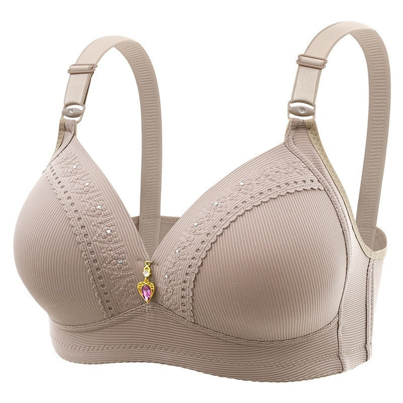 Sutiã Feminino Plus Size Com Alças Ajustáveis , Calcinha Push-Up , Suporte Superior , Costas Bonitas , Sem Anel De Aço Q