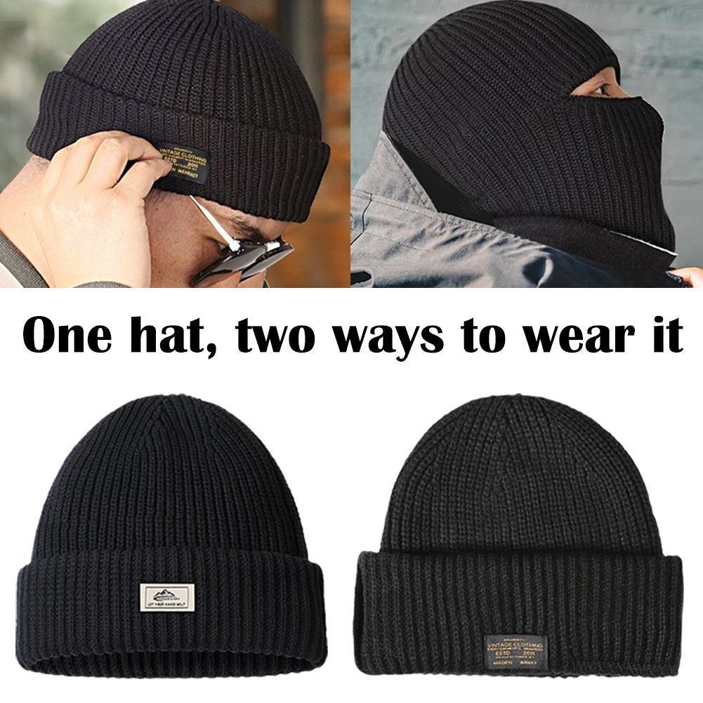 Chapéu Balaclava De Inverno 2 Em 1 Para Homens , Boné De Ciclismo De Malha , Protetores De Orelha Táticos , Gorro De Esq
