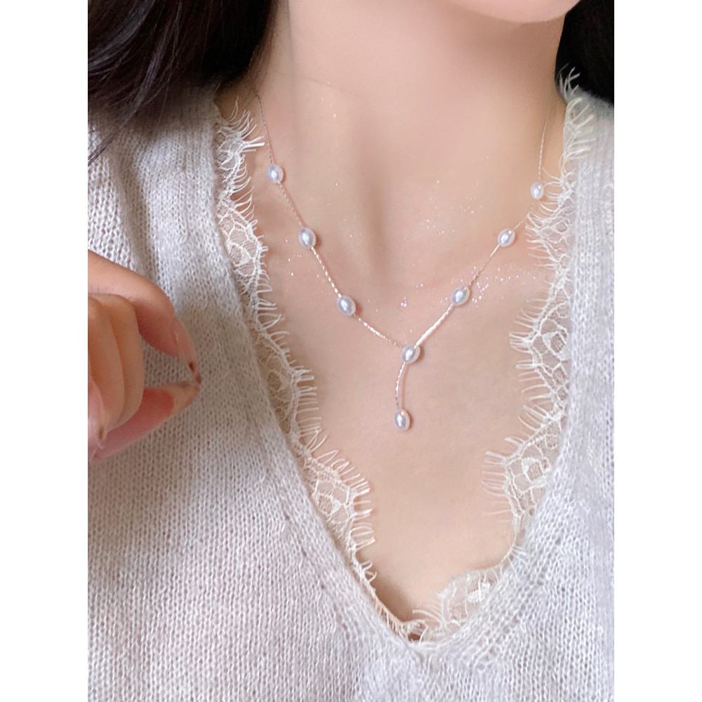 Linda borla ~ pérola colar feminino camisola corrente pingente colar High-End luz luxo nicho colar jóias