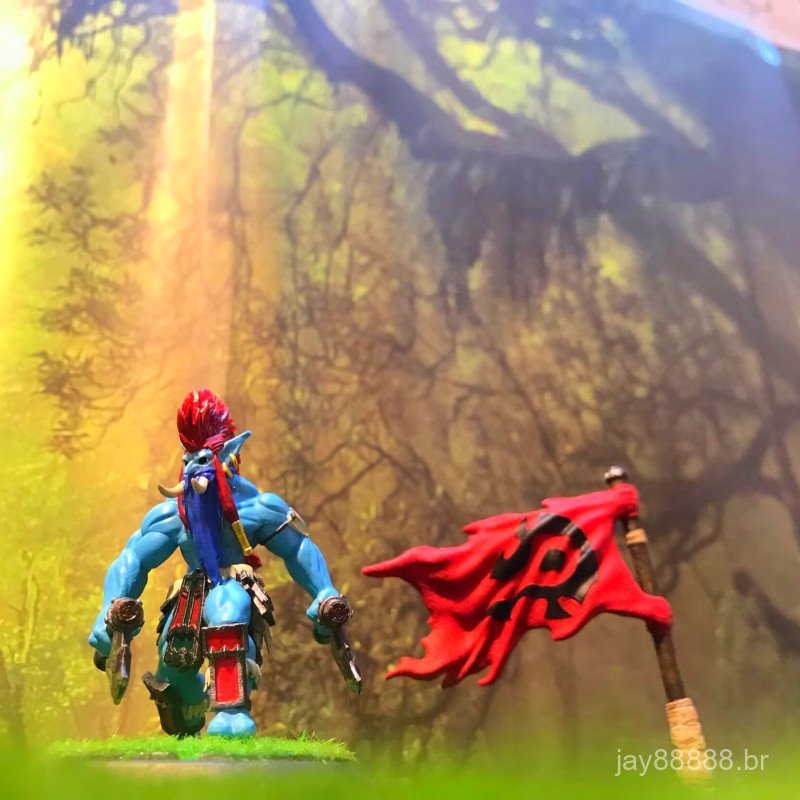 Figura popular de World of Warcraft: Grande Chefe Troll, Líder Mago Vorkin, modelo de ornamento tribal de alta qualidade