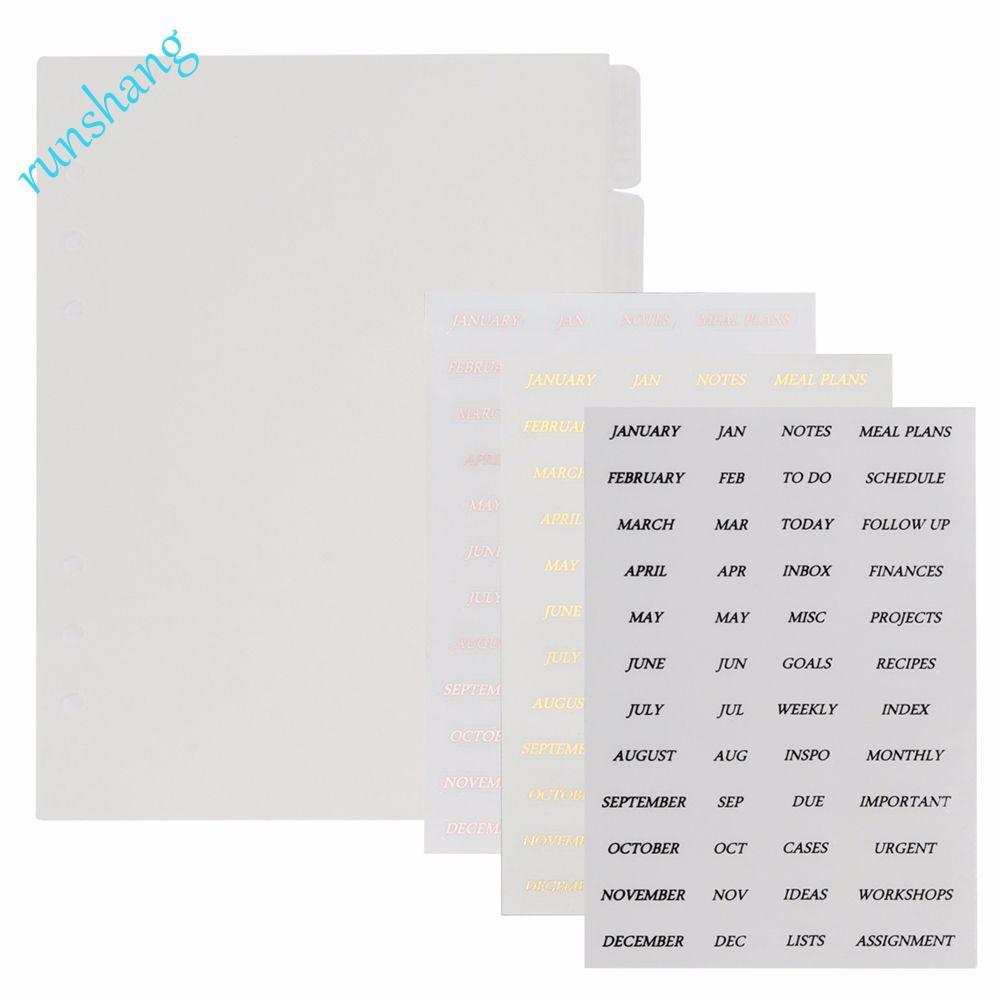RUNSHANG Divisores De Índice De Fichário , Página Separadora De Adesivos Para Notebook A5/A6 , Suprimentos De Ligação , 