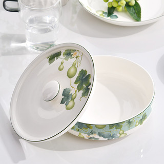 Jin Lanyu Tangshan Bone China Tigela de ninho de 7 polegadas com alça de tampa de porcelana Tigela grande com tigela de 