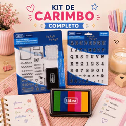 Kit Carimbo Transparente Planner Tilibra +Carimbeira + Carimbo Alfabeto - Tilibra