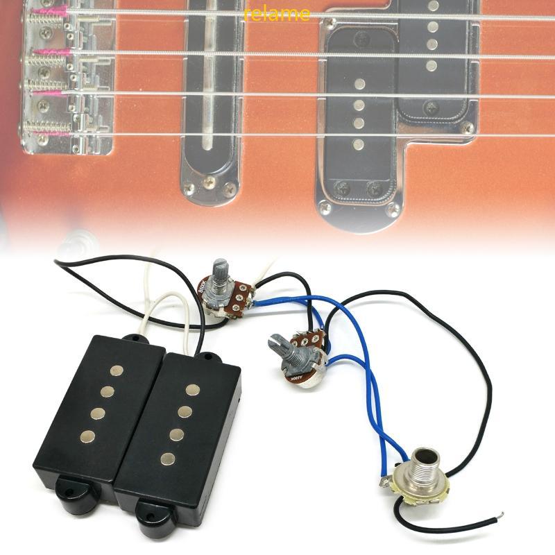 Rel Bass Humbucker Pickup Conjunto Arnês Pré-Fiado Para w 1T1V 1Jack 4 Cordas Pi