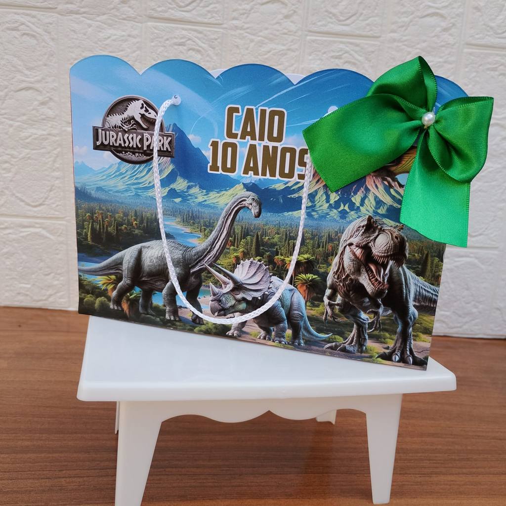 PEGUE E MONTE - Sacolinha Surpresa Personalizada  Jurassic Park DINOSSAURO - Lembrancinha para festa