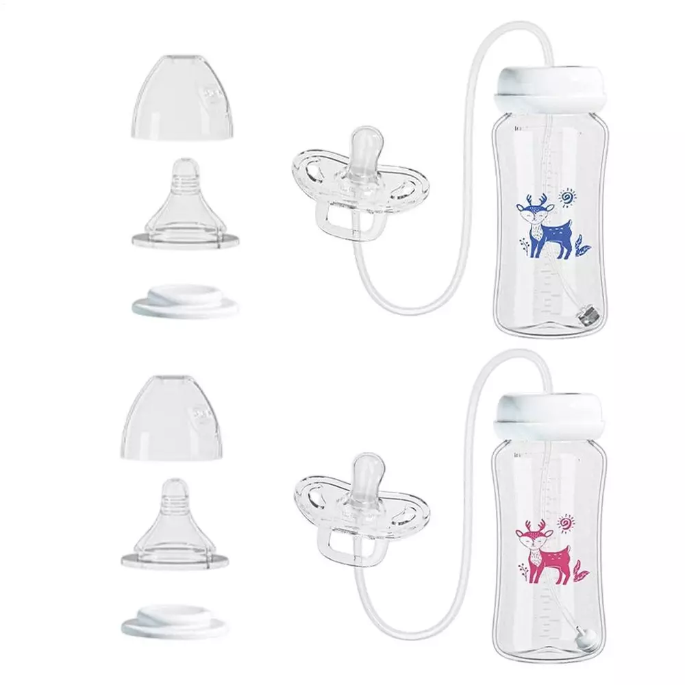 Garrafa De Chupeta De Silicone Anti-Cólica Mamadeira Com Canudos Acessórios Essenciais Para Bebês Recém-Nascidos aopoimy