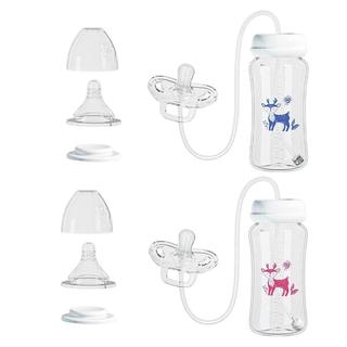 Garrafa De Chupeta De Silicone Anti-Cólica Mamadeira Com Canudos Acessórios Essenciais Para Bebês Recém-Nascidos aopoimy