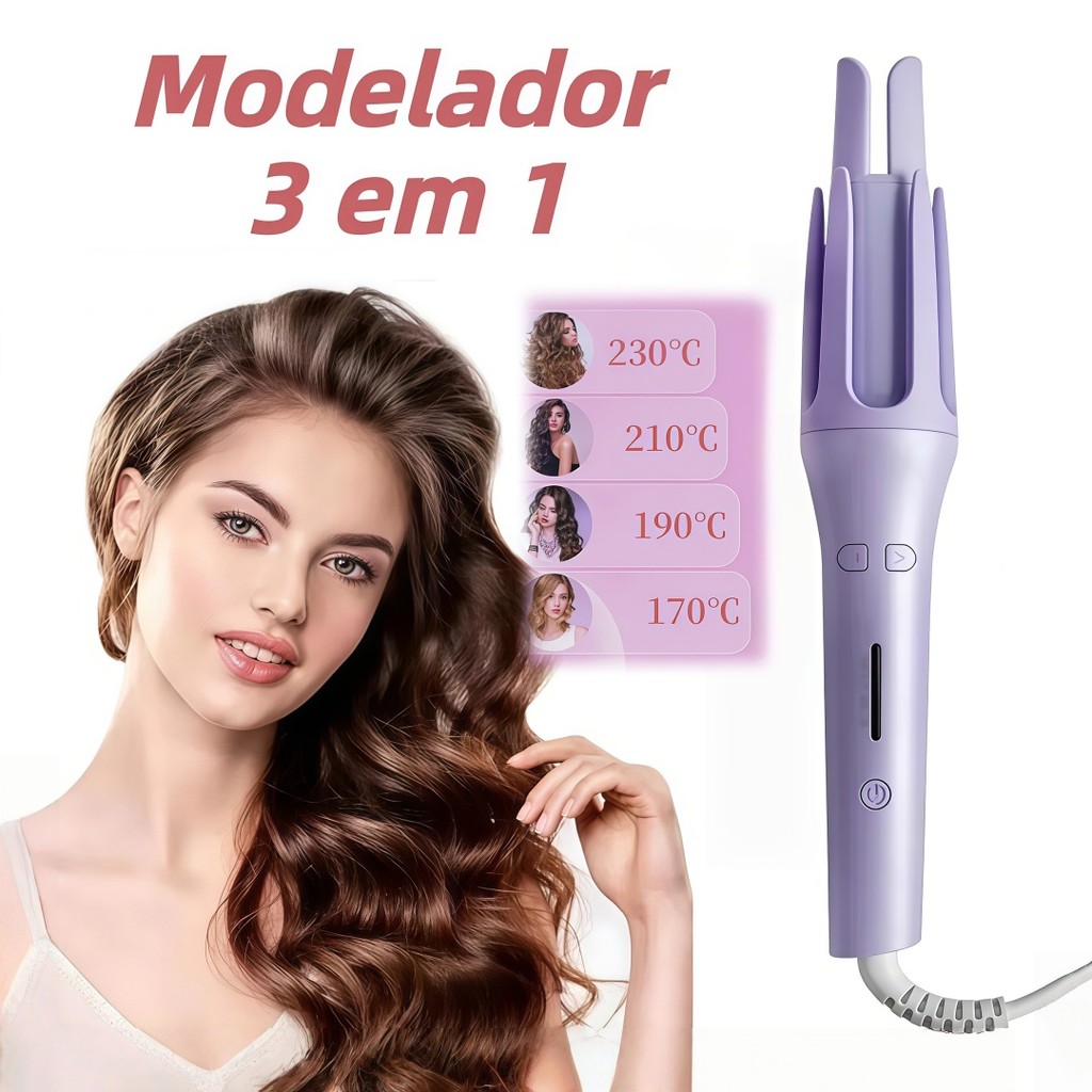 Modelador 3 em 1: Cachos, Alisamento e Escova |Fixação Duradoura, Aquecimento Rápido e Proteção Térmica