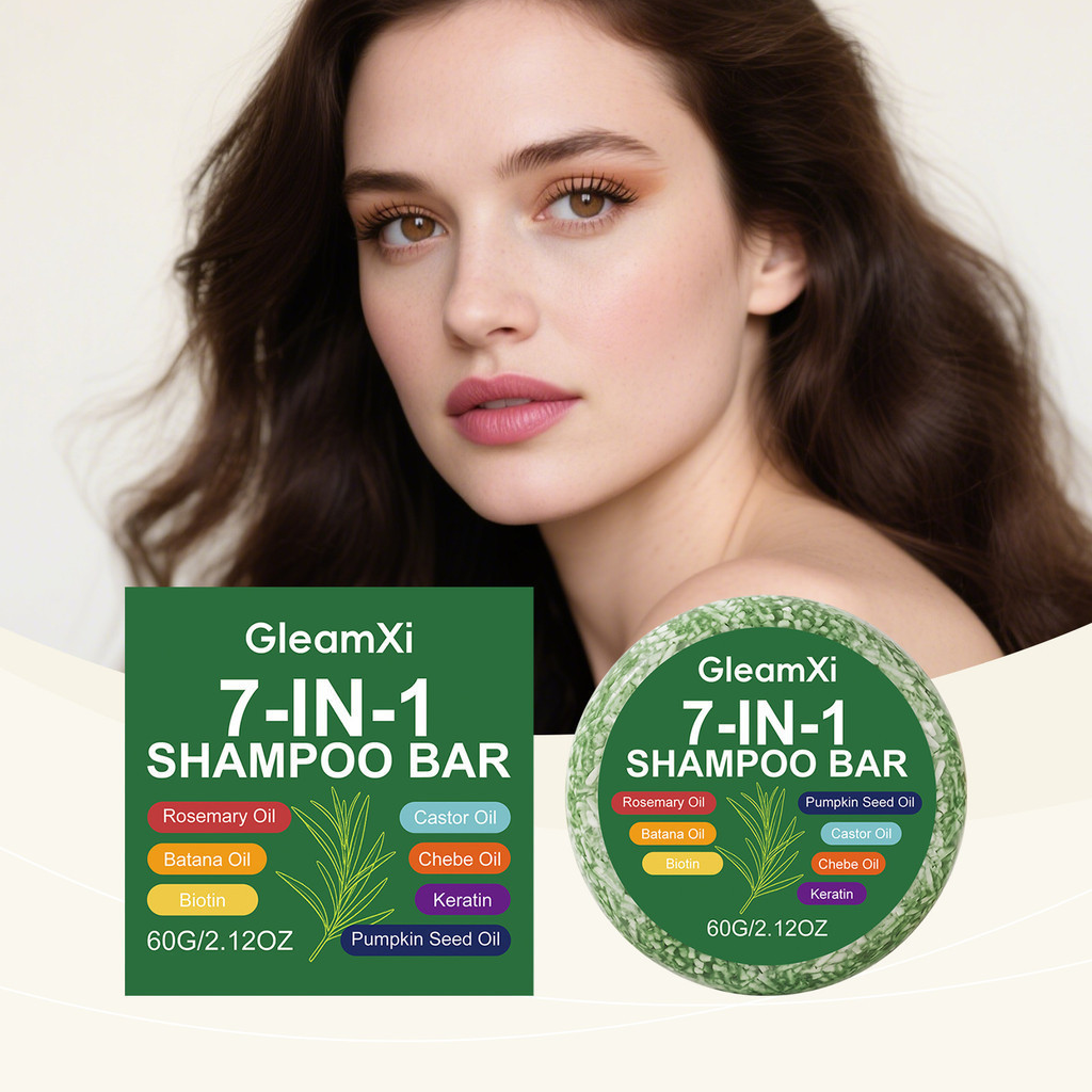 60g Sabonete Shampoo 7 em 1 Contém Alecrim, Sementes de Abóbora, Óleo de Batana e Óleo Nutritivo para Cabelo.
