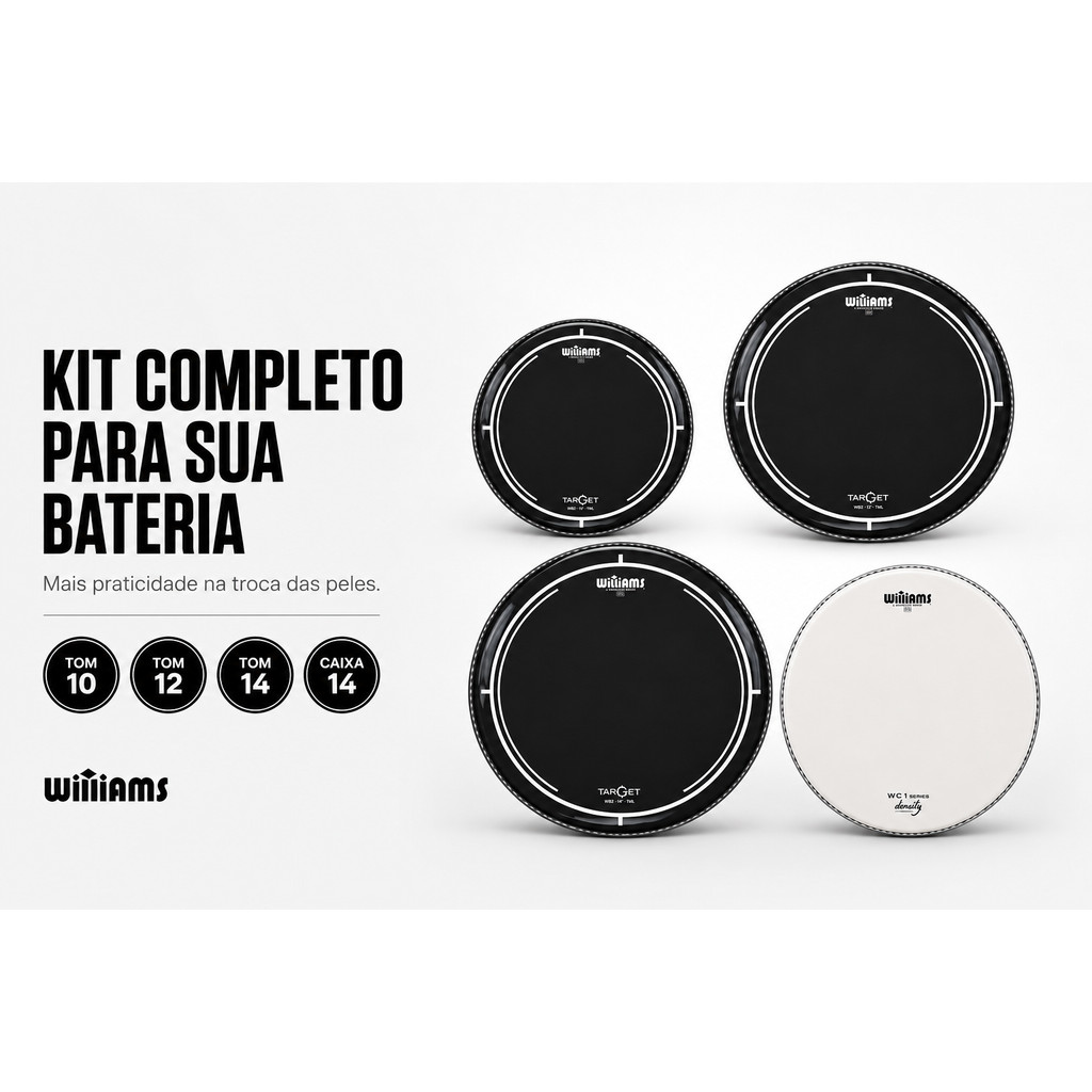 Kit Peles Williams Target Preta Tom 10 12 14 Caixa 14 · foto 2