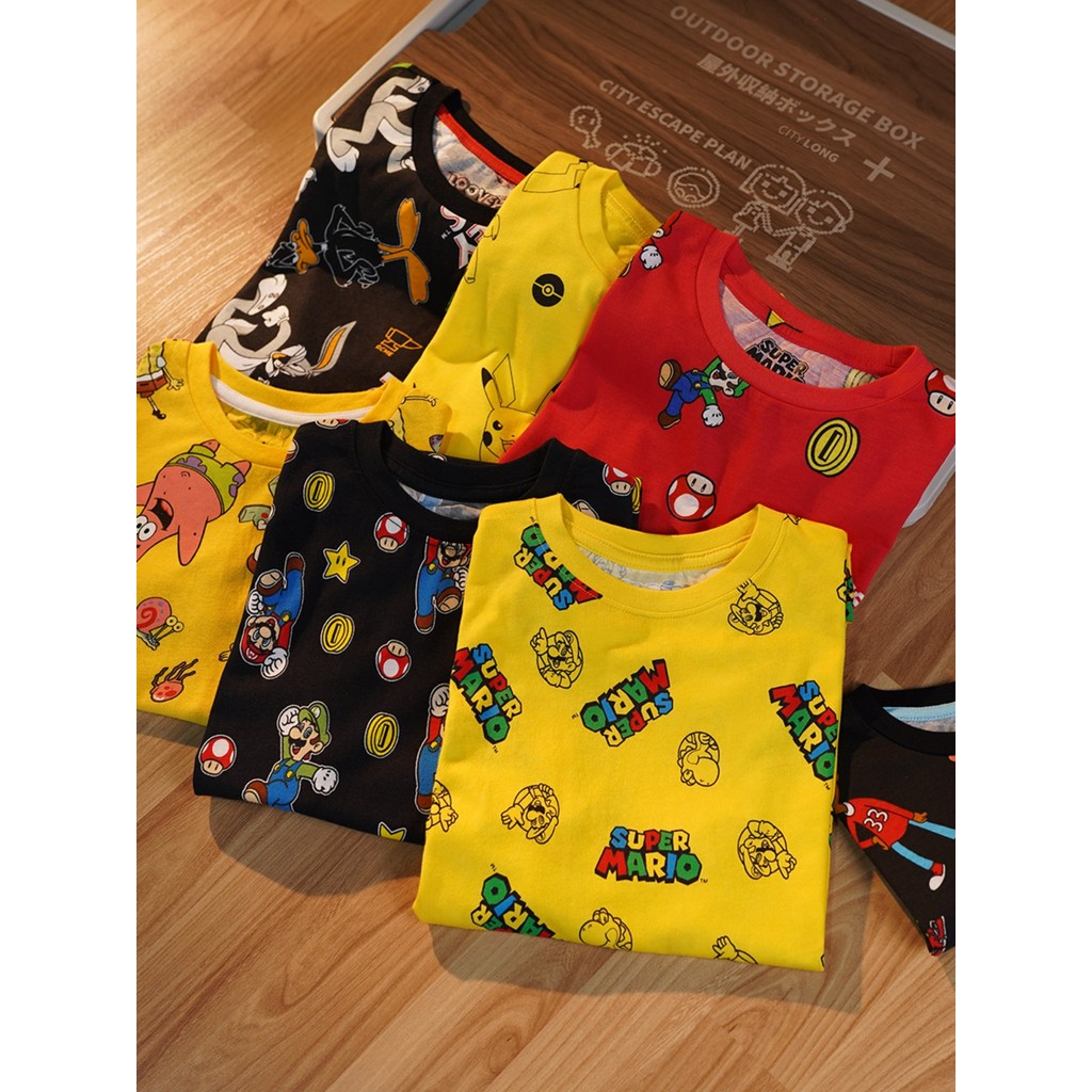 39 Yuan 3 peças comércio exterior verão meninos meninas dos desenhos animados Anime completo impresso camiseta de manga 