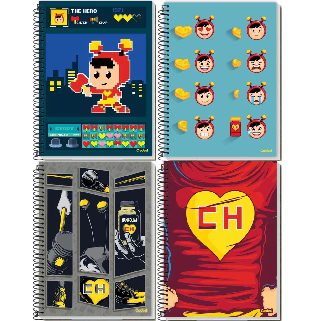 Caderno Espiral Capa Dura - 1x1 - Chapolin Light - 80 Folhas - Credeal