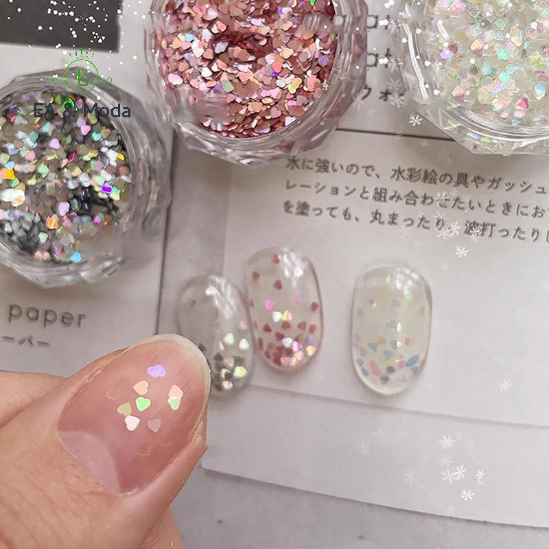 EA & Moda 1mm Mini Espumante Amor Prego Glitter Coração Decoração De Unhas Design De Salão De Beleza Acessórios Bonitos