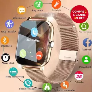 Relógio Inteligente para Homens e Mulheres, Relógio Esportivo à Prova d'Água, Fitness, Monitor de Fr