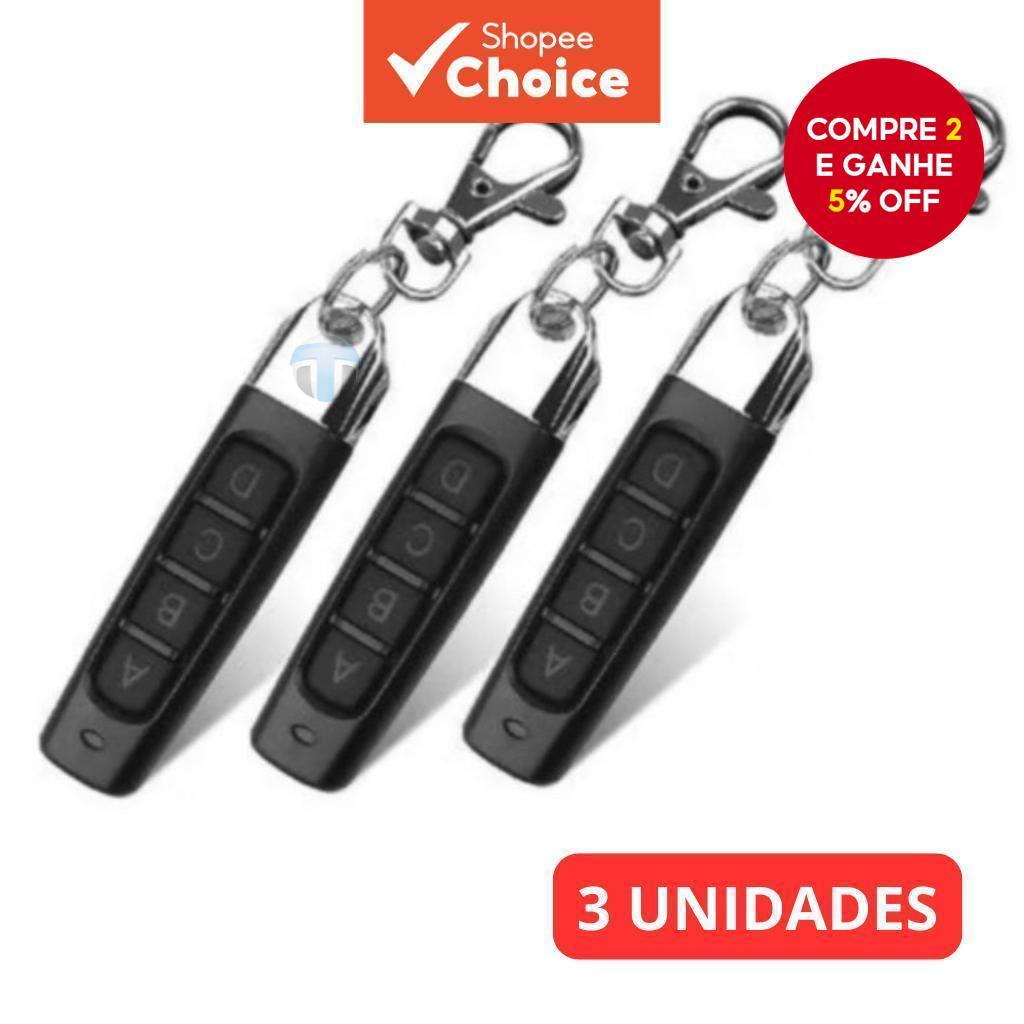 Kit 3 Controles Remoto 433MHz para Porta Eletrônica | Inclui Bateria | Altamente Compatível com Garen Intelbras PPA