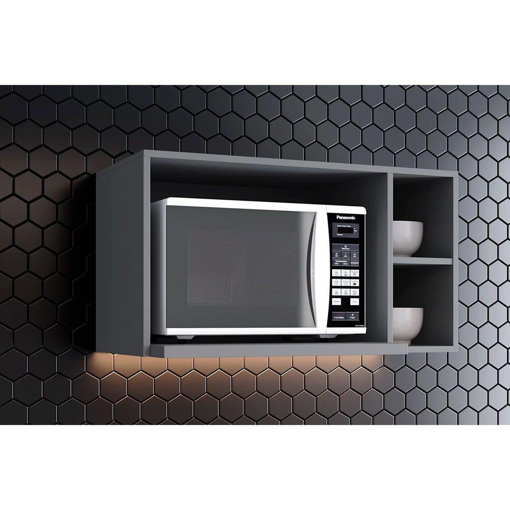 Nicho para Cozinha Suporte p/Microondas Americana 80x44cm Cinza - Henn