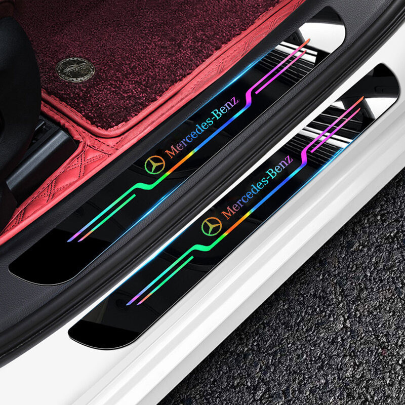 Nova Faixa Adesiva de Boas-Vindas para Soleira de Porta em Acrílico com Acabamento Espelhado a Laser para Mercedes Benz