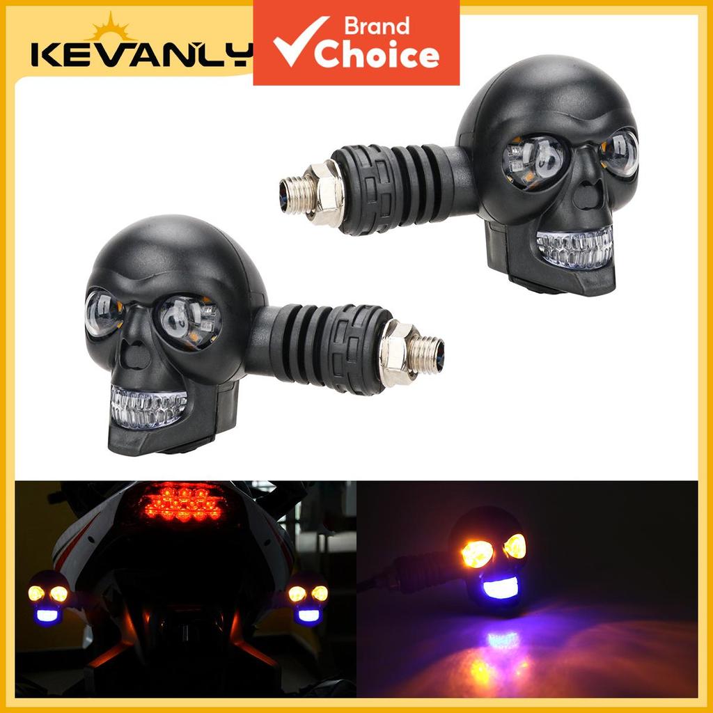 Farol Auxiliar de Nevoeiro LED em Forma de Caveira para Motocicleta, Resistente À Água, Indicador de Direção Universal
