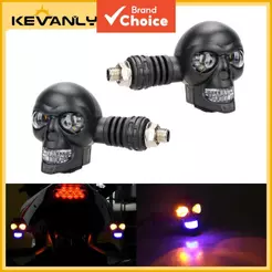 Farol Auxiliar de Nevoeiro LED em Forma de Caveira para Motocicleta, Resistente à Água, Indicador de Direção Universal