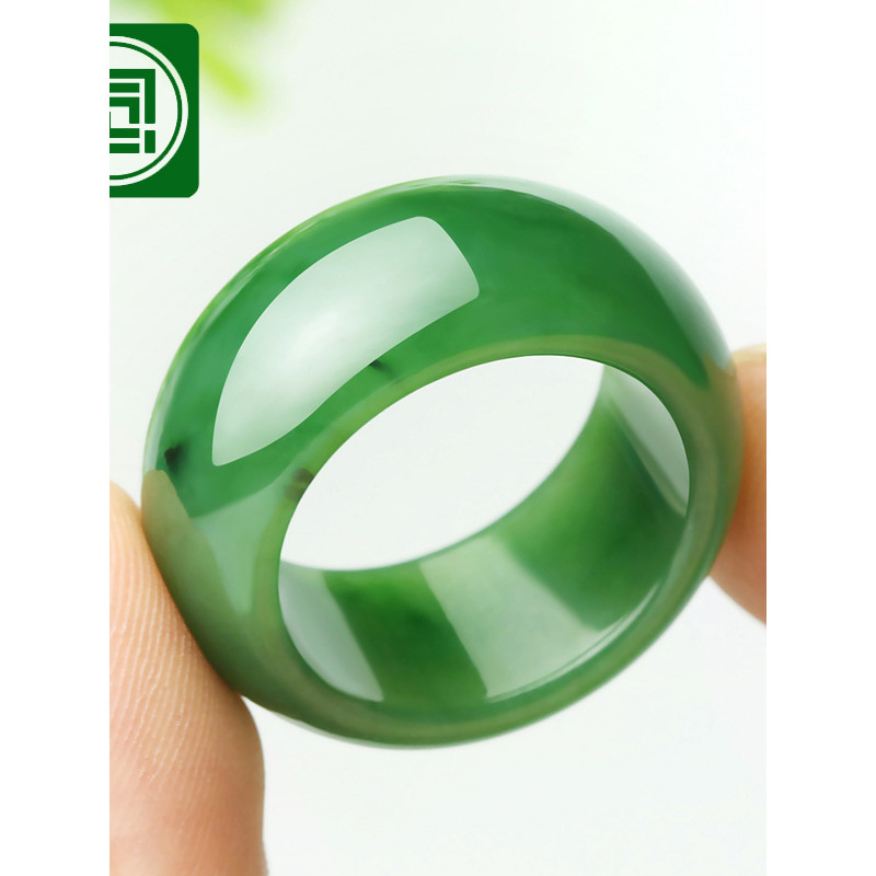 Nianyu Xinjiang Hetian jade chave anel espinafre verde pequeno Natural jaspe placa anel masculino jade lidar com peça