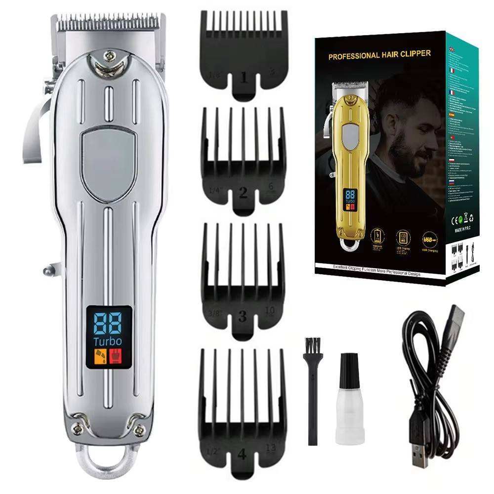 Máq. corte cabelo profissional sem fio USB, lâmina inox – Aparador para animais e corte rente masculino