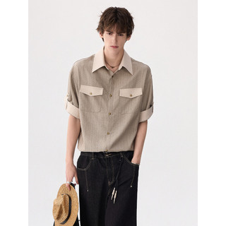 CHICERRO Sicilian Roupas Masculinas 2026 Verão Novo Estilo High-End Contraste Cor Ferramentas Camisa de Manga Curta Meni
