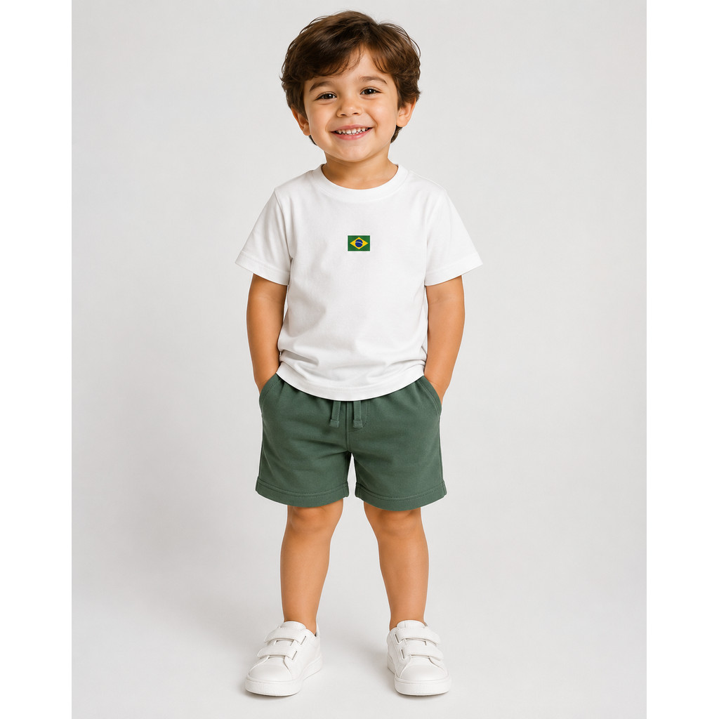 Camiseta do Brasil Infantil e adulta Tendência Minimalista Unissex Copa do Mundo 2026