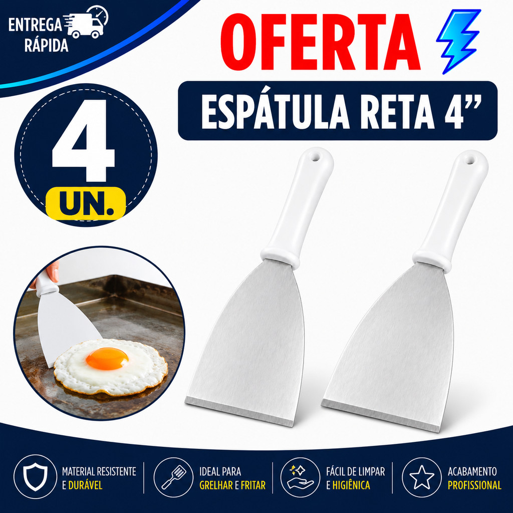 ESPÁTULA PROFISSIONAL PARA CHAPA INOX HAMBURGUERIA FOOD TRUCK