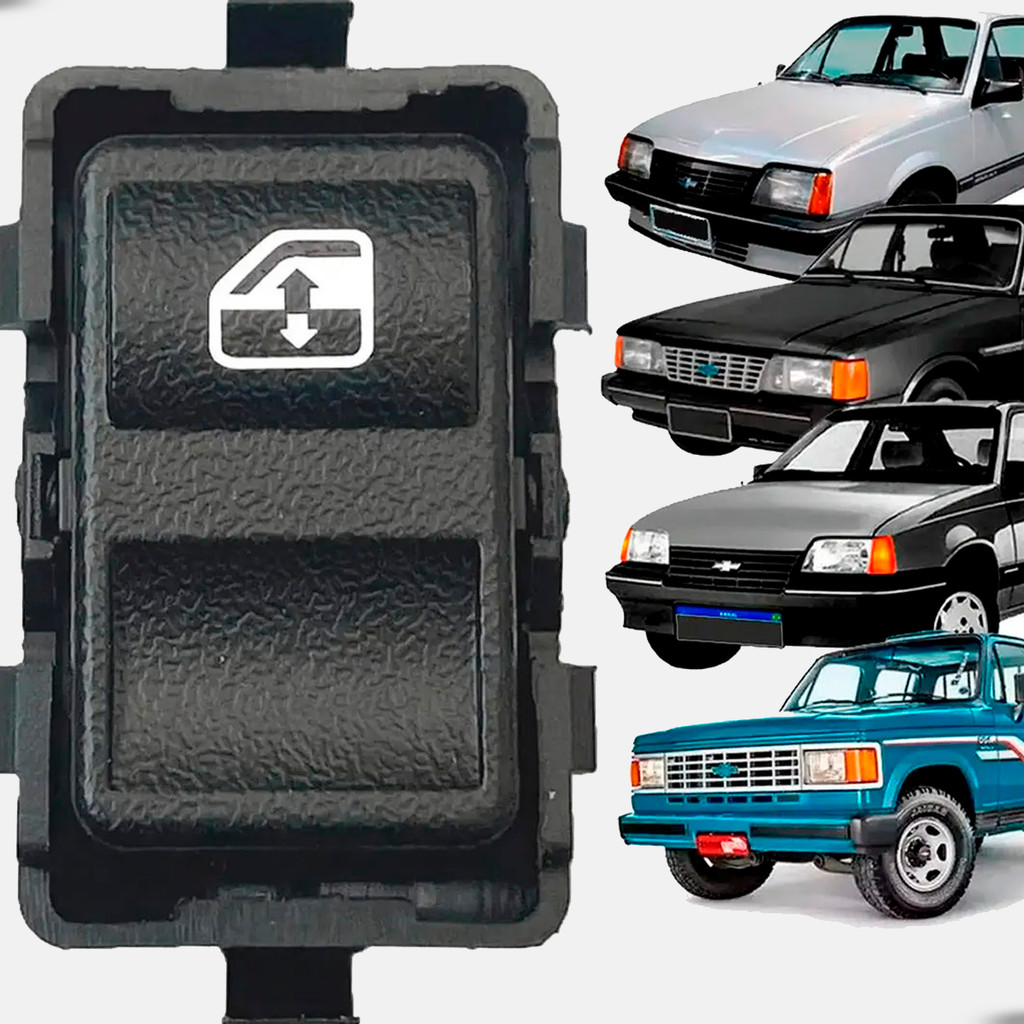 Botão Vidros Elétricos Monza Kadett Opala Caravan Bonanza D20 C20 Simples LED Laranja 5 Terminais